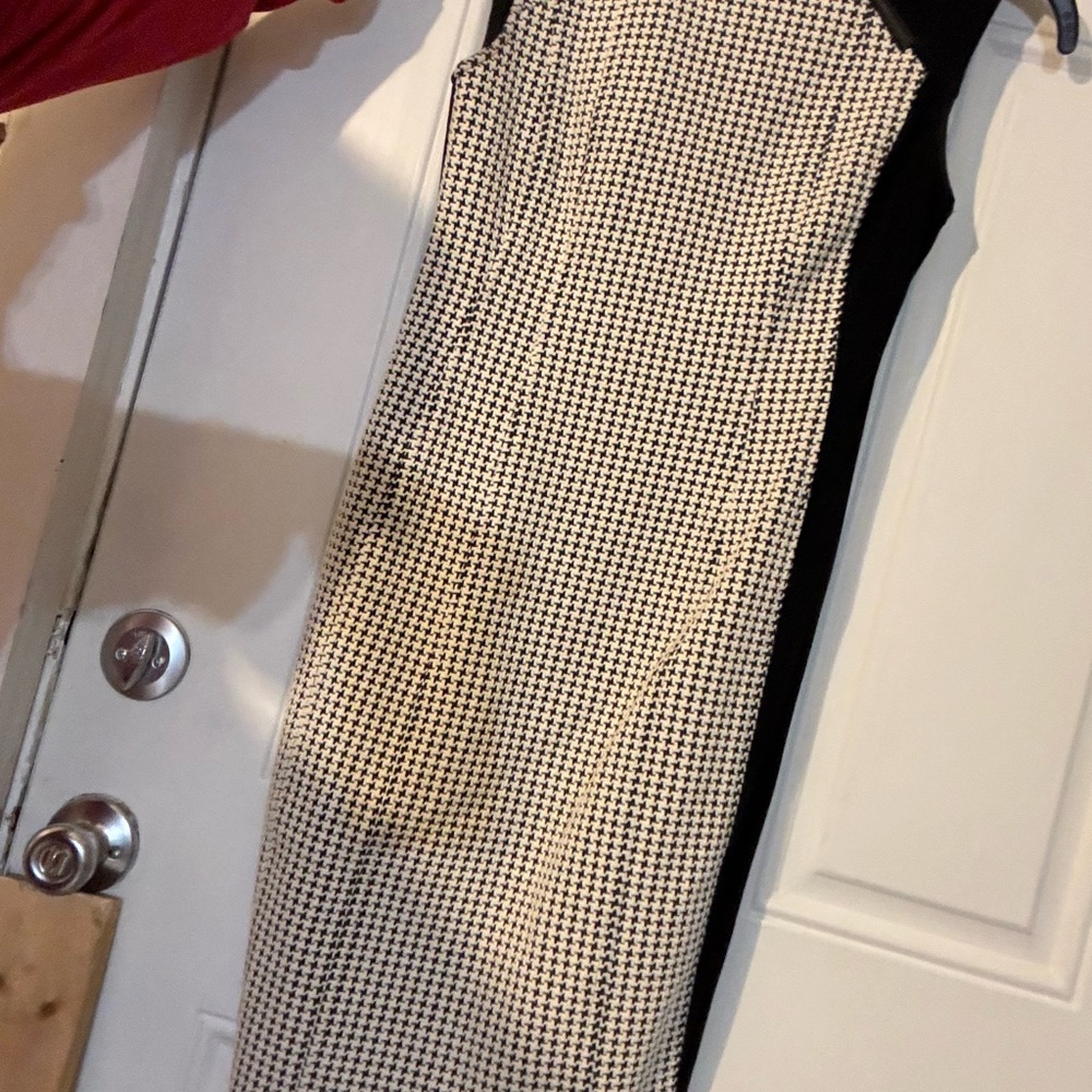 Nanette Lepore Black and Cream Houndstooth Midi Dress